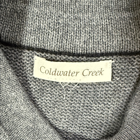COLDWATER CREEK Gray Knit Cardigan with Black Trim - Picture 7 of 9